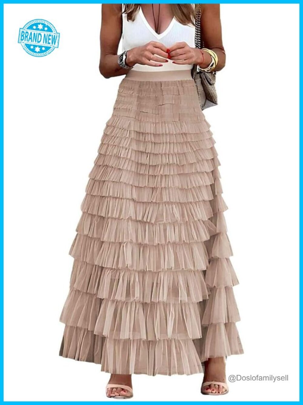 Premium Tulle Fairy Maxi Skirt with High Waist and Ruffles